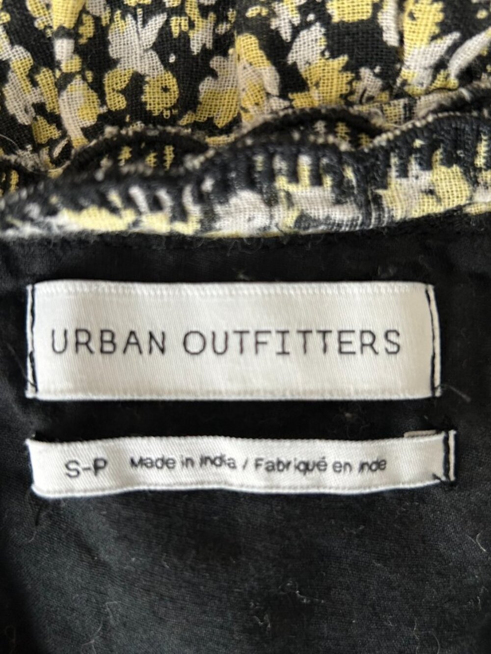 Urban Outfitters Hanna Floral Tiered Babydoll Mini Dress Yellow Black S - Picture 5 of 8